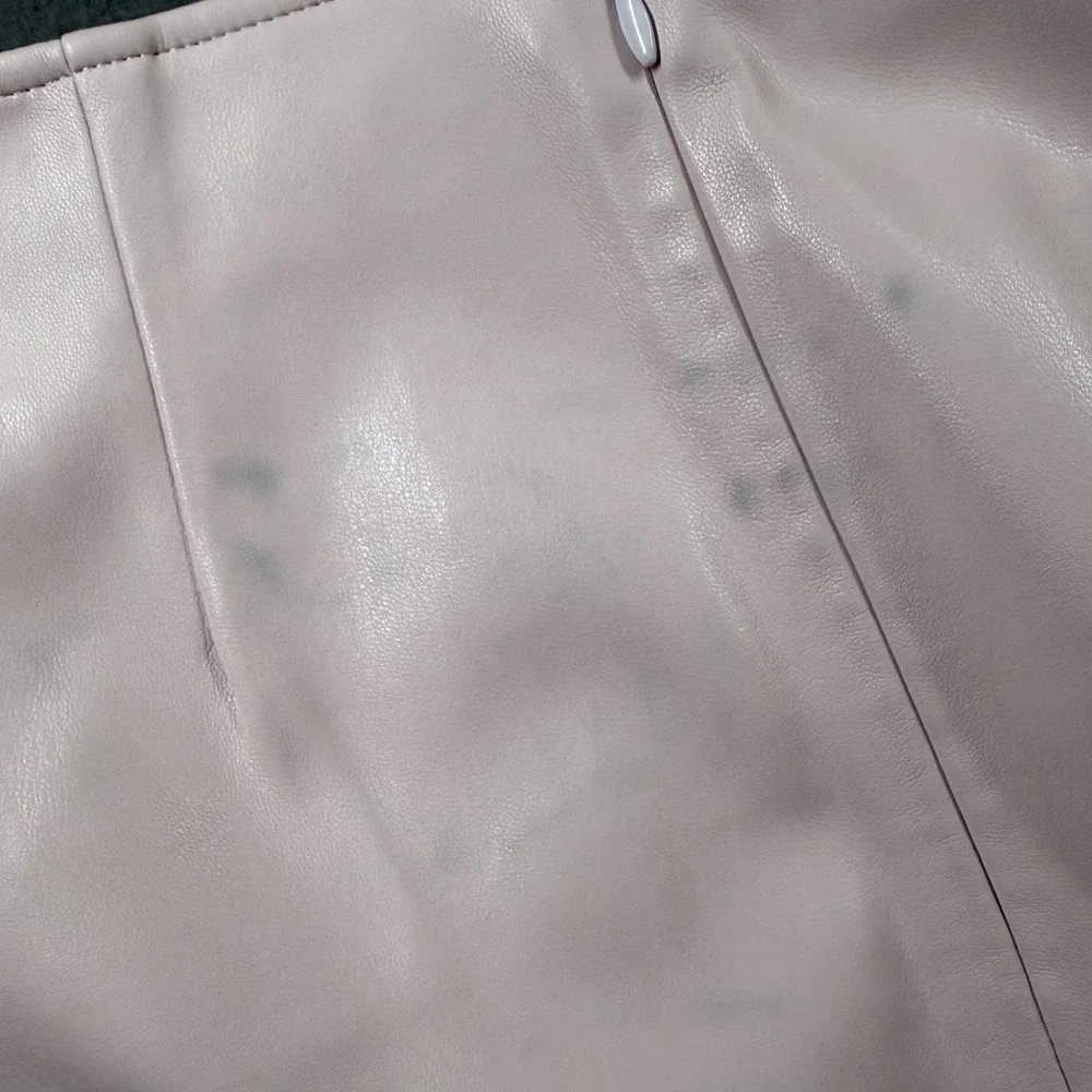 L'AGENCE Skirt Womens 4 Pink Vegan Leather Button Front Pockets Lined Mini - Picture 11 of 12
